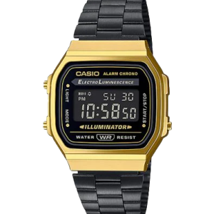 A168WEGB-1BVT | Vintage Black and Gold Metal Watch