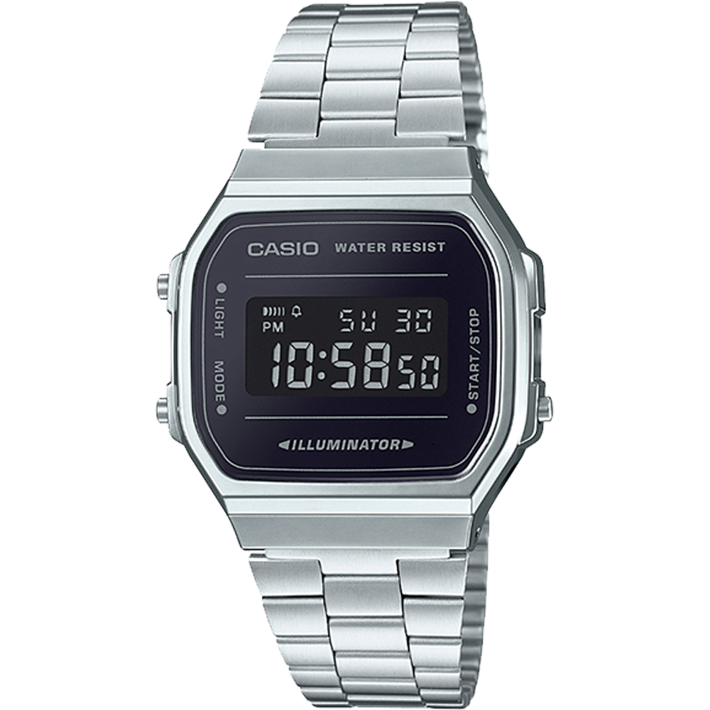 A168WEM-1VT | Vintage Silver and Black Metal Watch