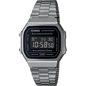 A168WGG-1BVT | Vintage Silver and Black Metal Watch