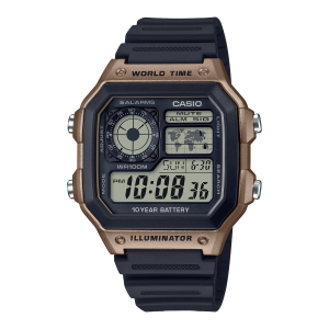 AE1200WH-5AV | Illuminator Black and Brown Digital Watch