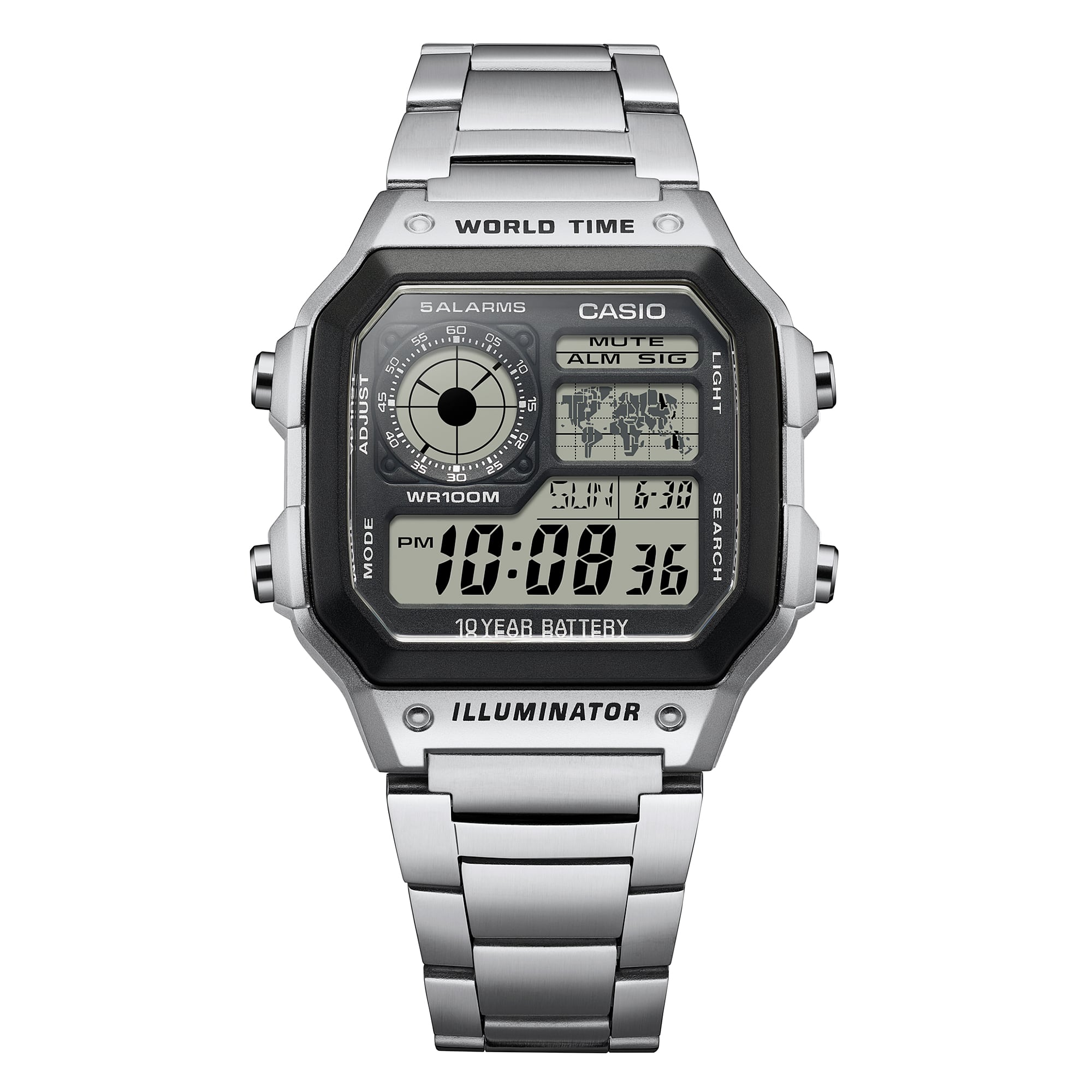 AE1200WHD-1A | Stainless Steel Band World Time Watch - Image 4
