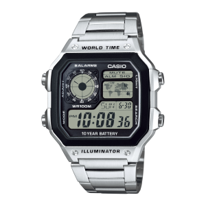 AE1200WHD-1A | Stainless Steel Band World Time Watch