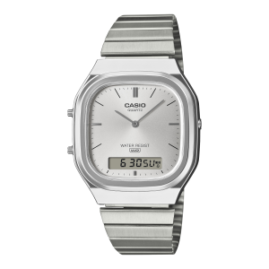 AQ-240E-7A | Vintage Silver Watch with Dual Time