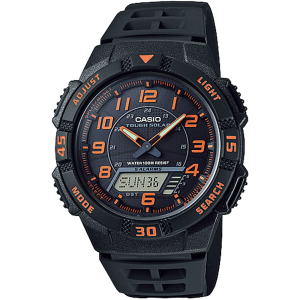 AQS800W-1B2V | Analog-Digital Black and Orange Watch