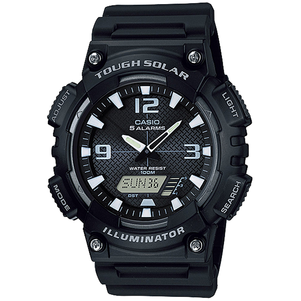 AQS810W-1AV | Analog-Digital Black and White Watch