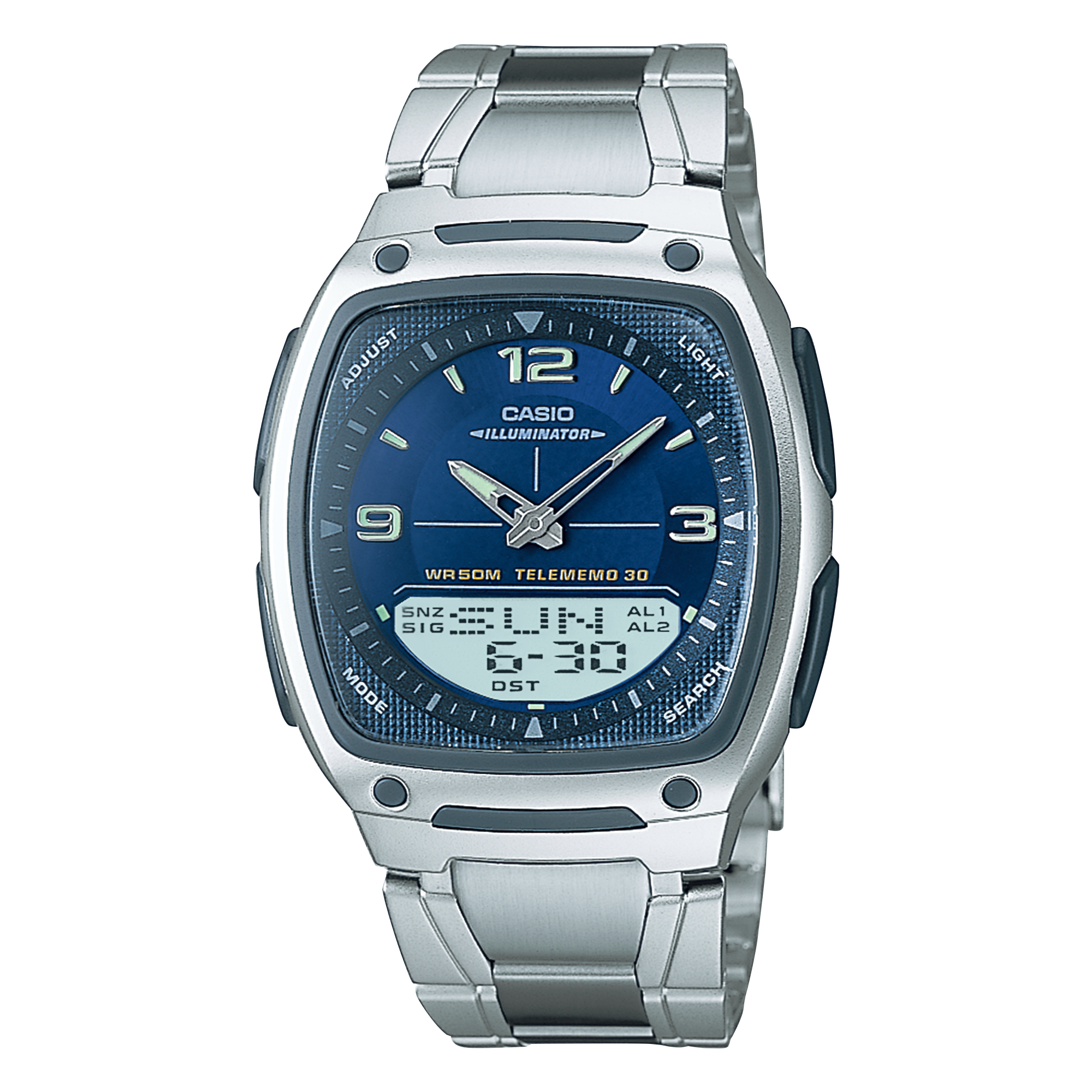 AW81D-2AV | Analog-Digital Silver and Blue Watch