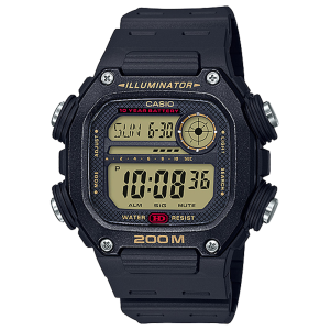 DW291H-9AV | Black with Gold Digital Watch