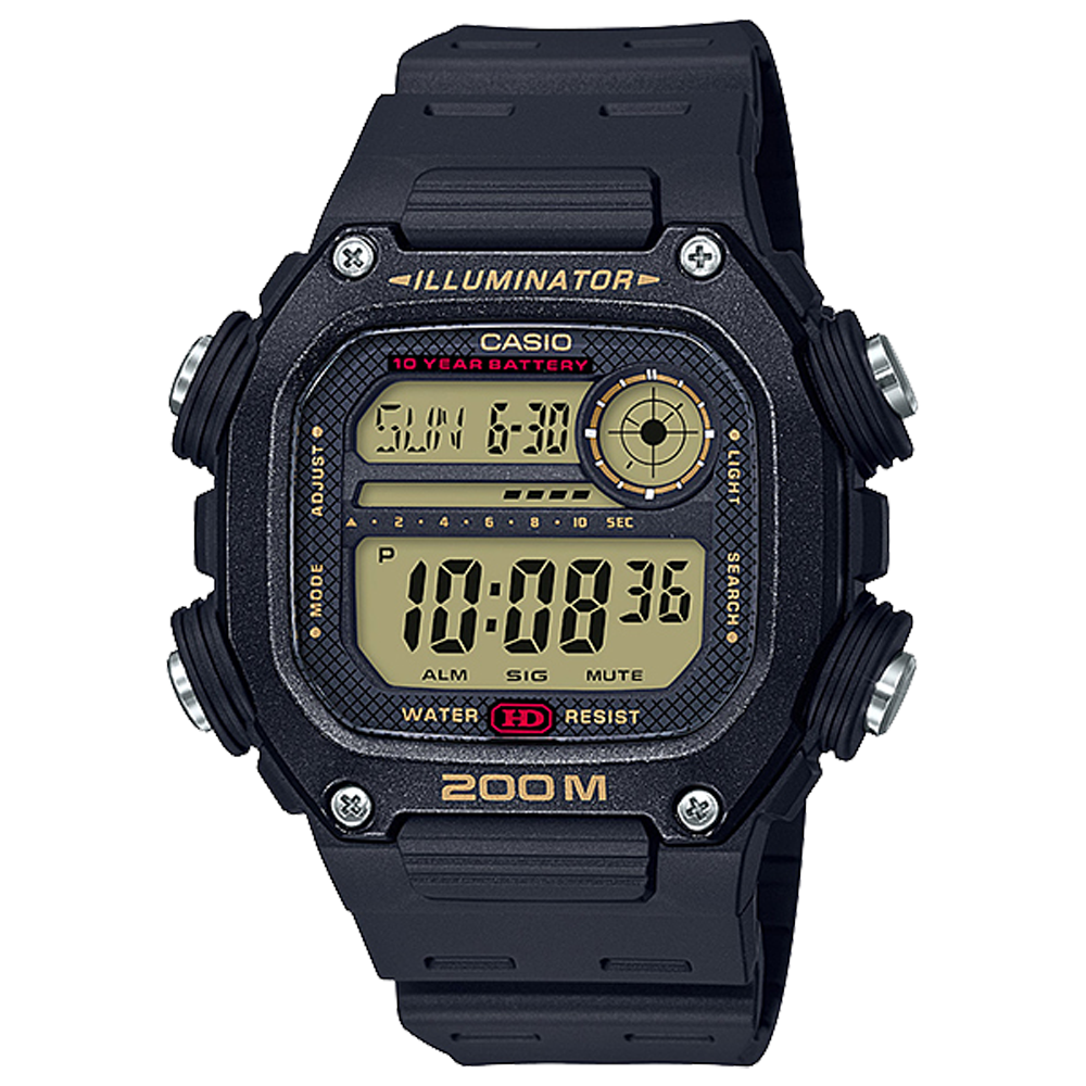 DW291H-9AV | Black with Gold Digital Watch