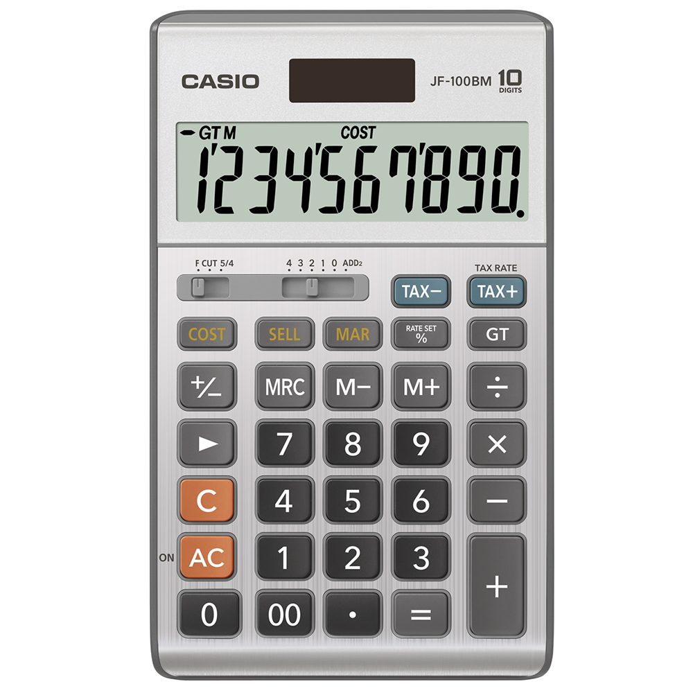 JF-100BM | 10-Digit Solar 2-Way Power LCD Calculator