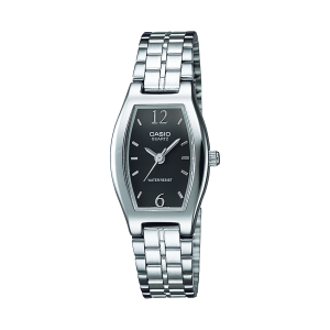 LTP1254D-1A | Silver and Black Stainless Steel Analog Watch