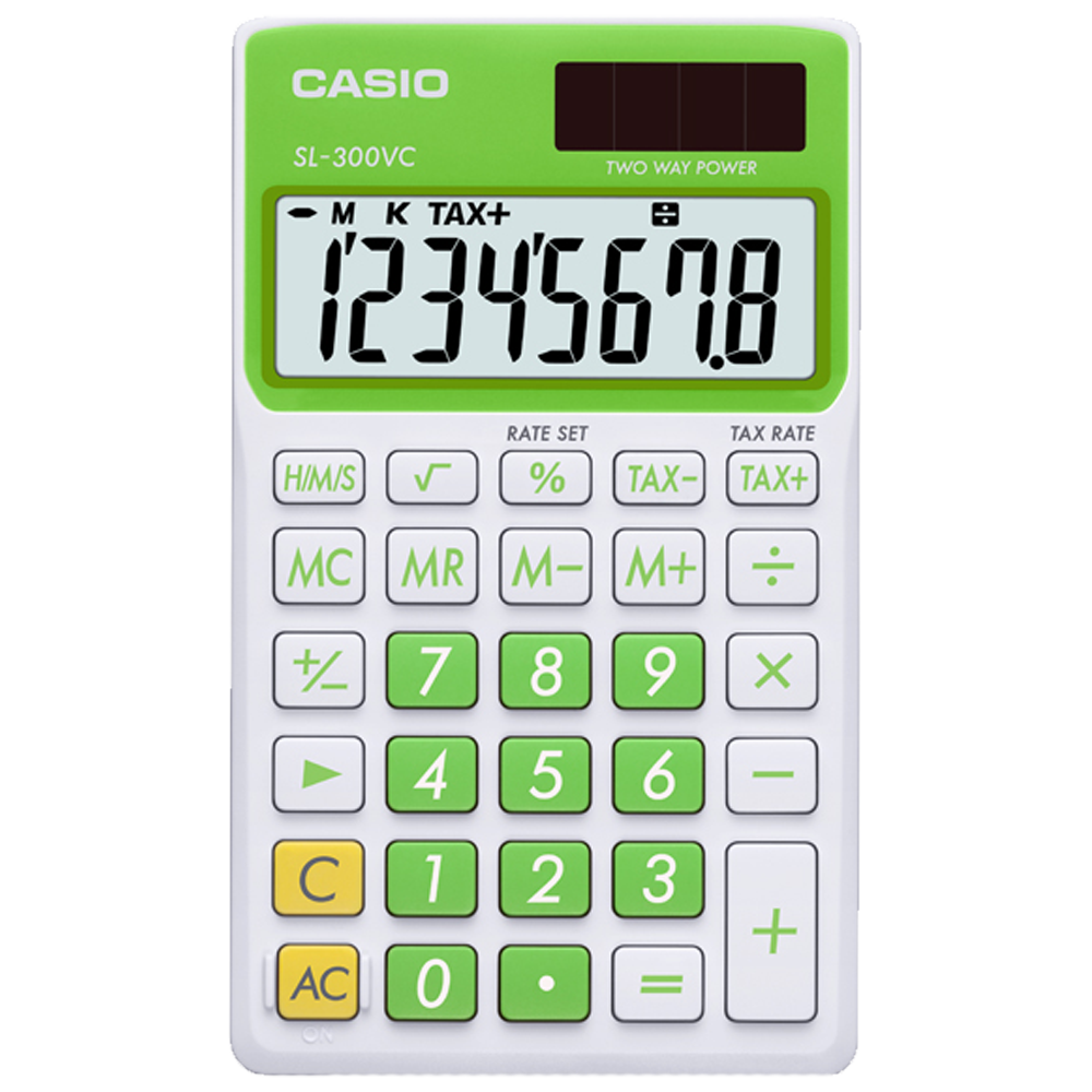 SL300VC-GN | Lime Green and White Portable Calculator