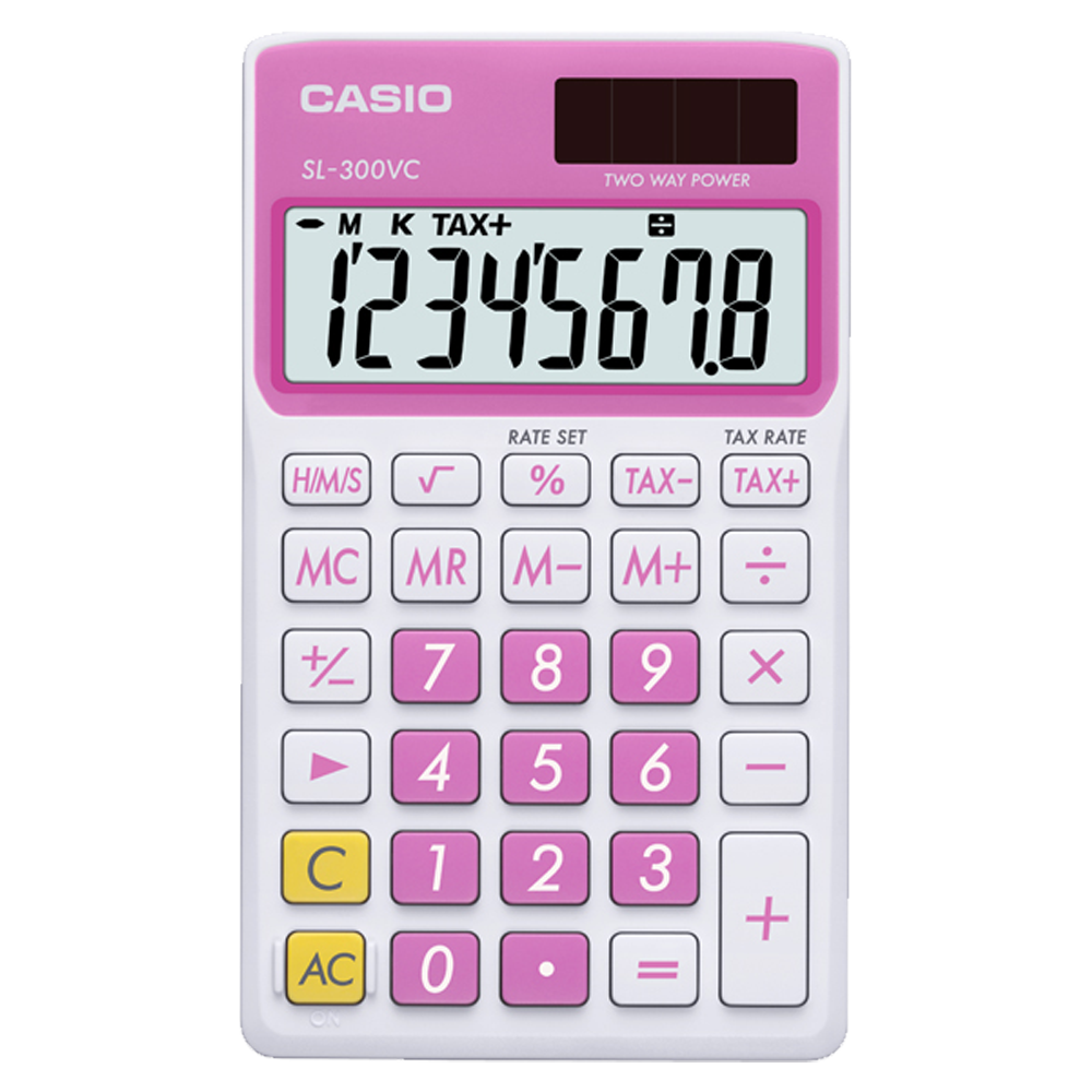 SL300VC-PK | Pink and White Portable Calculator