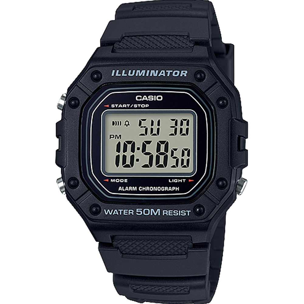 W218H-1AV | Black Digital Men's 50m Water Resistance Watch