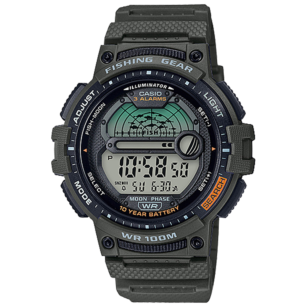 WS1200H-3AV | Men's Digital Fishing Watch Black