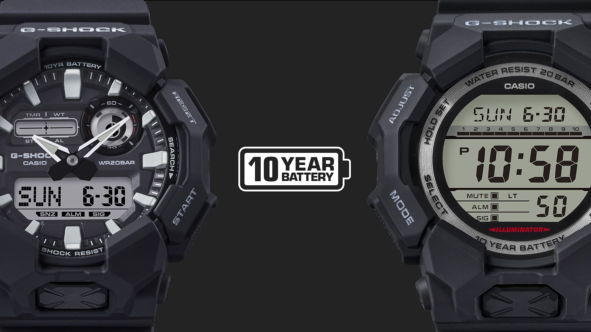 GA010-1A | G-SHOCK ANALOG-DIGITAL Black - Image 4